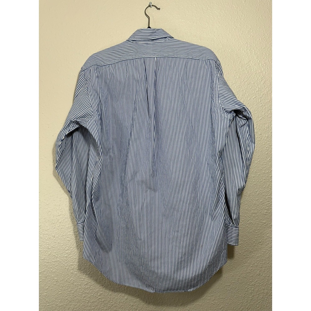 Vtg Ralph Lauren 15 M Men's Striped Long Sleeve Button Down Preppy 90s Blue - Picture 3 of 8